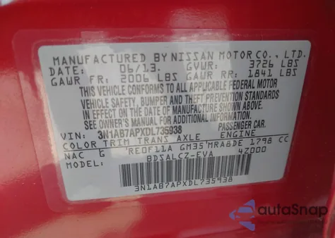 2013 Nissan Sentra S from USA, damaged, VIN 3N1AB7APXDL735938